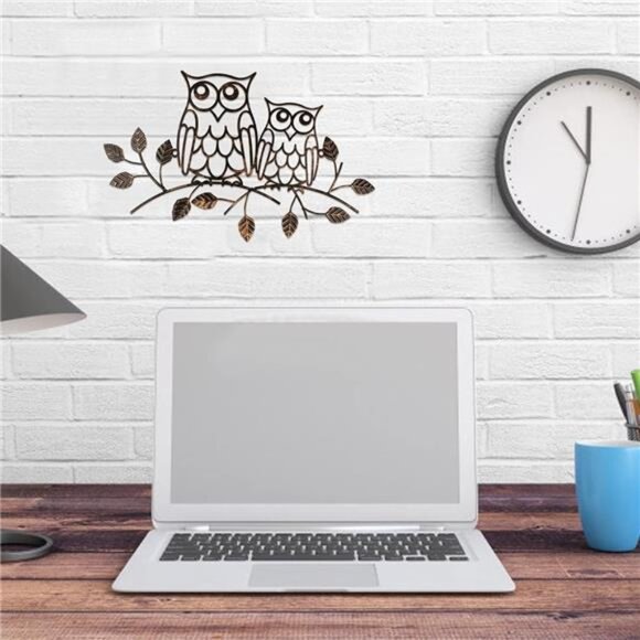 Metal Owl Decor Metal Owl Wall Art Decor for Home Living Room Bedroom - Picture 4 of 8